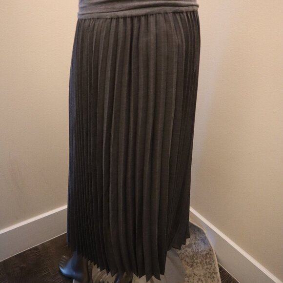 Brunello Cucinelli Charcoal Gray Pleated Skirt Wool Blend Slit Size 6 NWT $1,845 - Picture 6 of 9